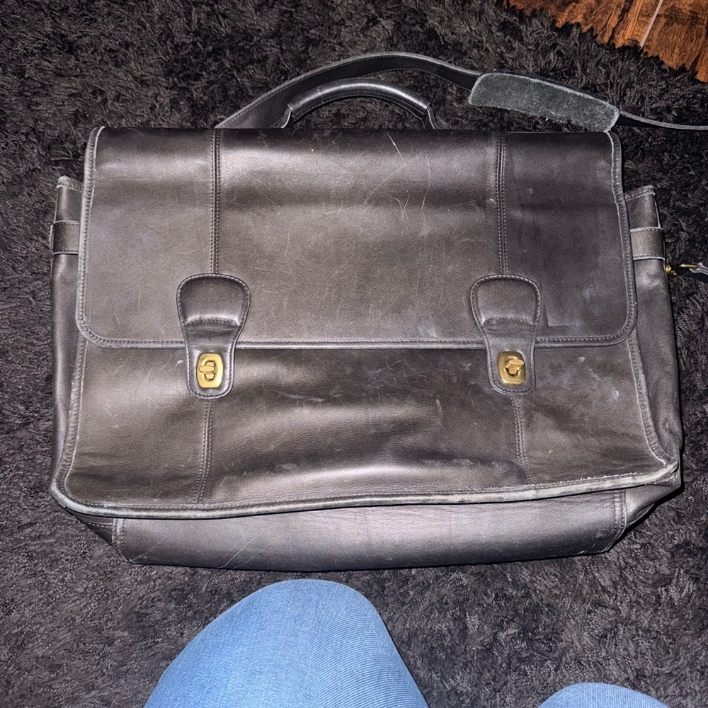 Vintage Coach Black Leather Briefcase